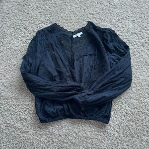 Anthropologie Love the Label Black Eyelet Blouse